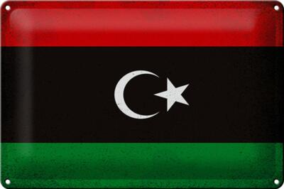 Blechschild Flagge Libyen 30x20 cm Flag of Libya Vintage Deko Schild tin sign