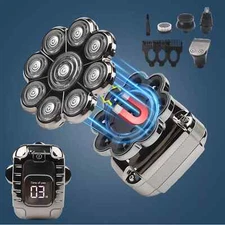 9D 5in1 Rotary Shaver Cordless Hair Trimmer Bald Head Razor Electric Men Wet Dry