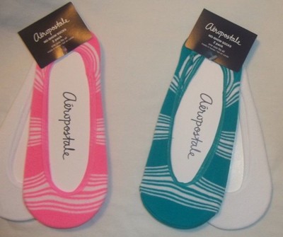 NEW AEROPOSTALE WOMAN 2 PACK NO SHOW SOCKS SIZE 9-11/SHOE SIZE 4-10 STRIPE/SOLID