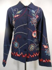 Beautiful Women's Medium Coldwater Creek Blue Floral Design Lined Blazer Jacket