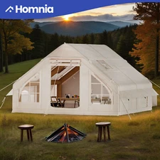 8 Person Portable Inflatable Camping Hiking Tent Waterproof w/ Stove Jack Window