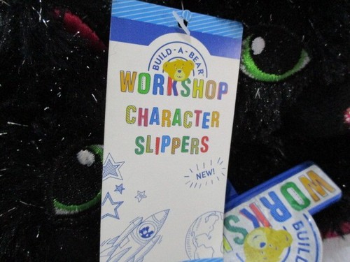 Black Cat Slippers Girls Medium 12-13 Boys Halloween Build Bear Slip On Closed - Picture 8 of 10
