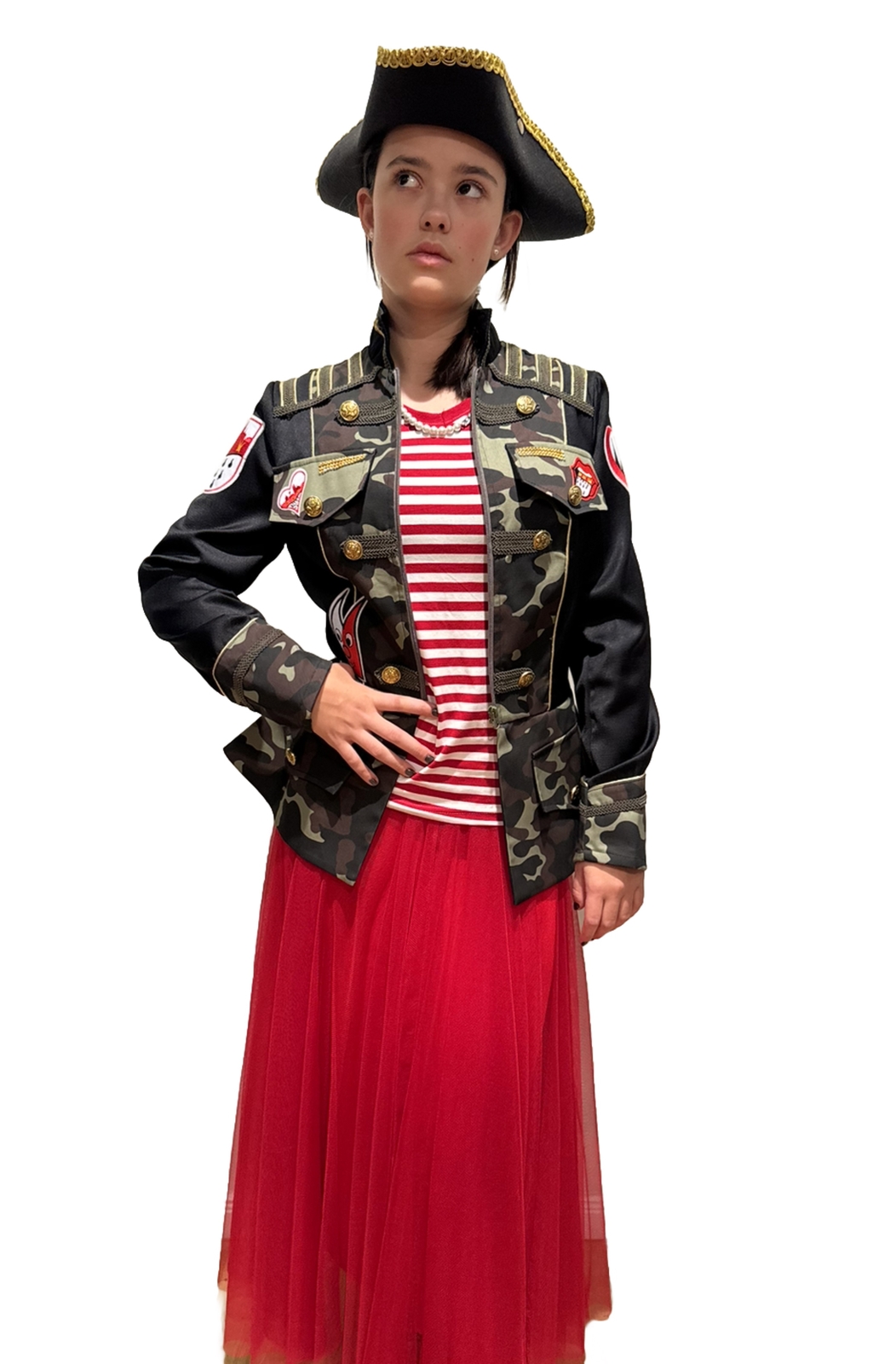 Disfraz de Carnaval Mujer Militar Top Camuflaje Colonia Chaqueta 36-54