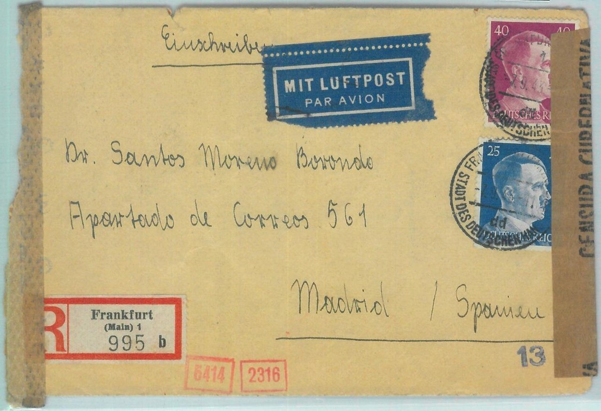 83532 - GERMANY - POSTAL HISTORY - COVER to SPAIN with Spanish