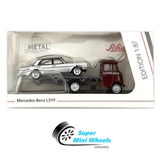 Schuco 1:87 HO Scale - Mercedes-Benz L319 Truck with Sedan - Diecast Model