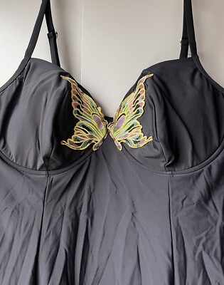 NWT Roaman's One Piece Embroidered Butterfly Swim Dress Black Womens Plus  Sz 28W | eBay
