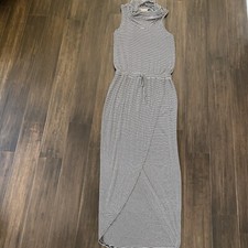 Anthropologie Dolan Rayon Blend Black White Striped Tulip Front Maxi Size Small