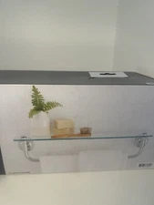 Better Homes & Gardens Chandler Chrome Finish Glass Shelf Towel Rack New In Box