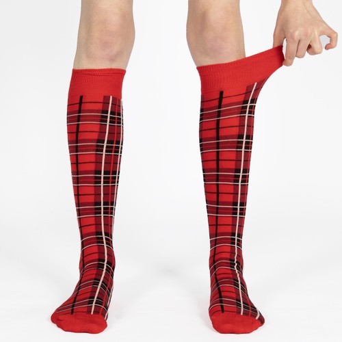 Mysocks Tartan Knee High Socks Seamless Toe Combed Cotton - Picture 16 of 31