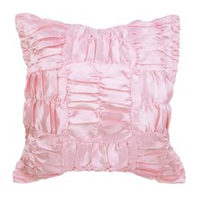 Pillow Cover Pink 16"x16", Square Satin Ruched Textured - Dreamy Soft Pink