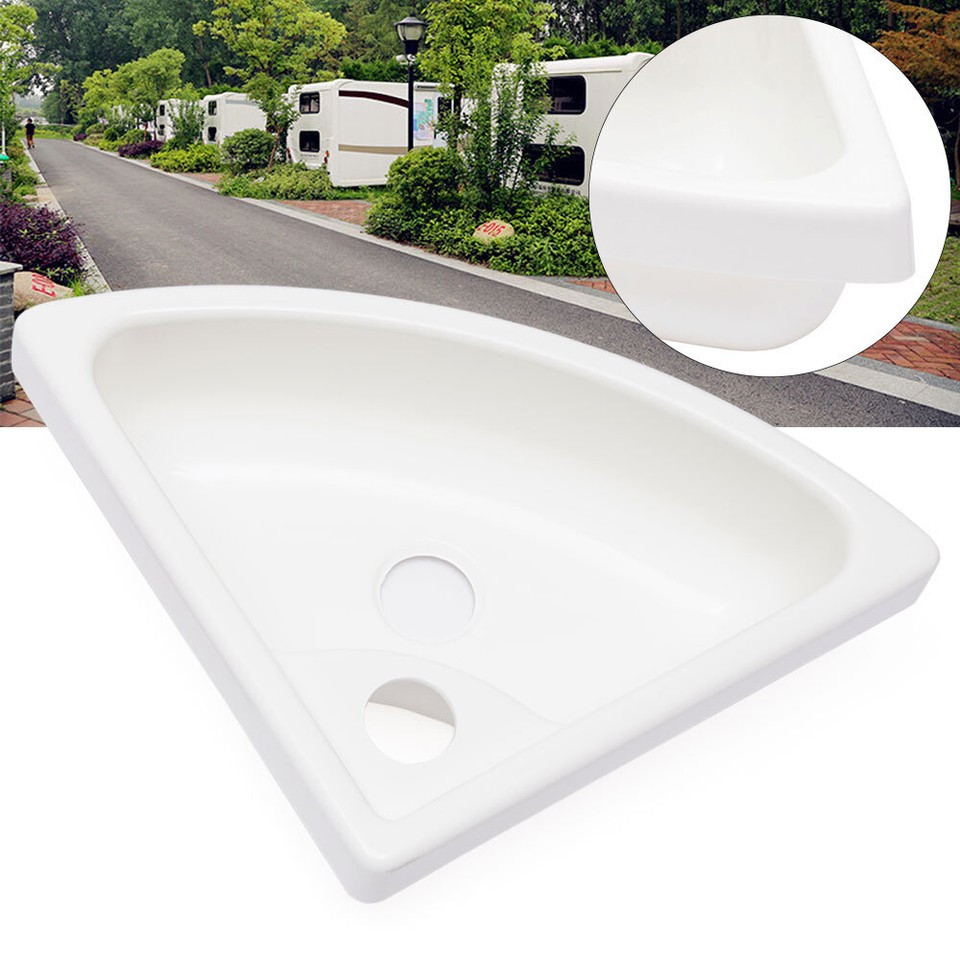 RV Triangular Bathroom Sink (White) Without Faucet Single Hole RV