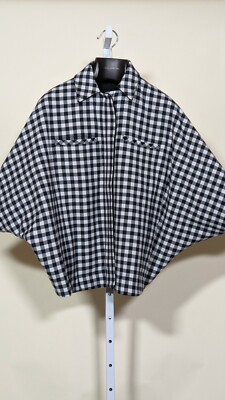 Opening Ceremony X Esprit Black Gingham Reversible Poncho Dolman Jacket S 