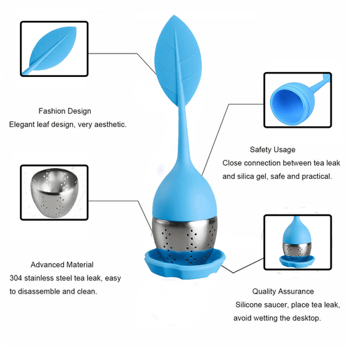 Silikon Blatt Tee-Ei Edelstahl Kräuter Gewürz Filter Diffusor - Bild 34 von 43