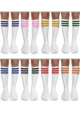 Jefferies Socks Boys Girls Stripe Vintage School Soccer Sport Knee Tube 3 Pairs