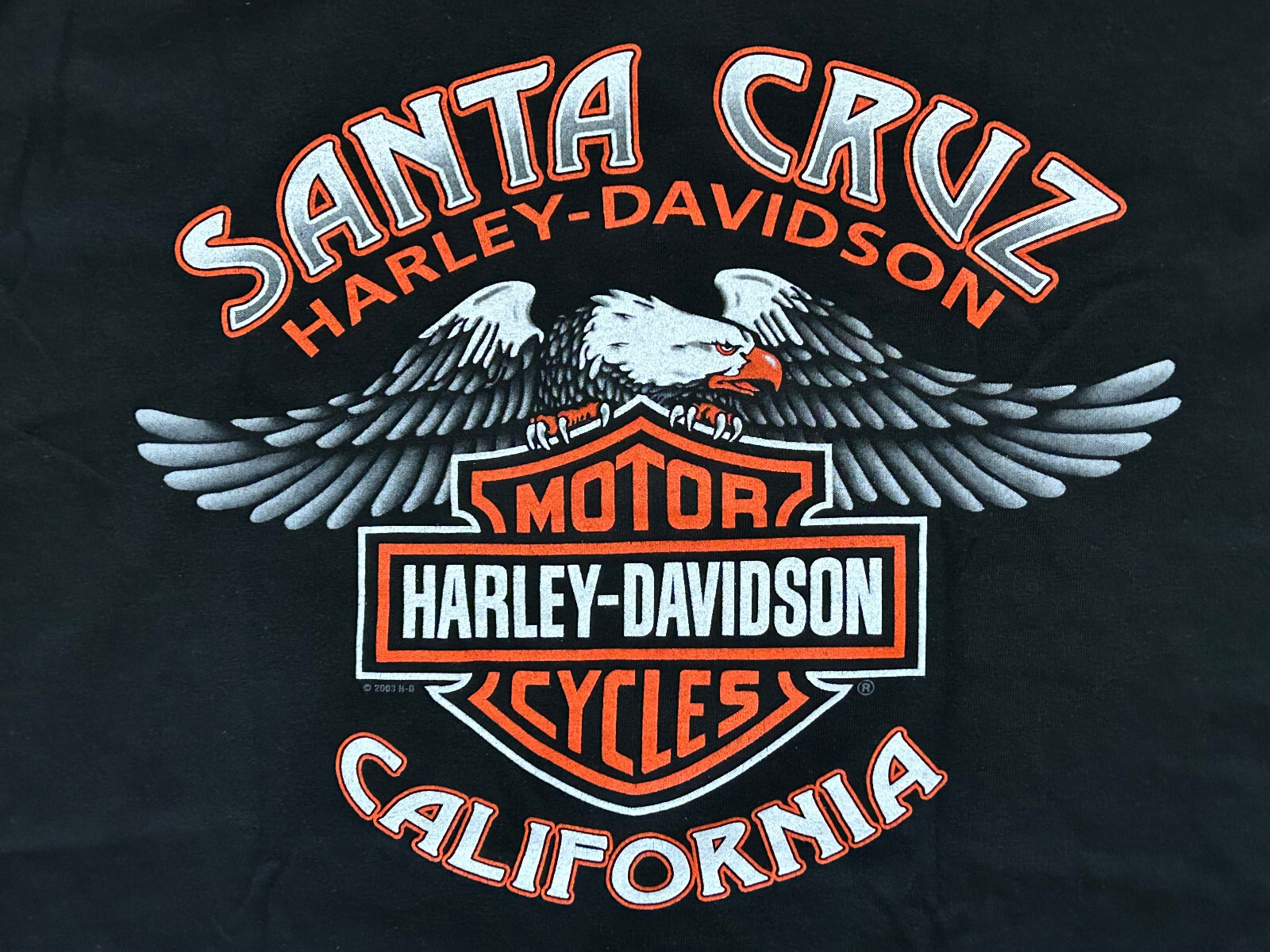 Vintage-Harley-Davidson-Embroidered Santa Cruz, CA Black T-Shirt-Size XXL-Rare
