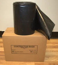 Trash bags - 42 gal, 3 mil, contractor/household use, black