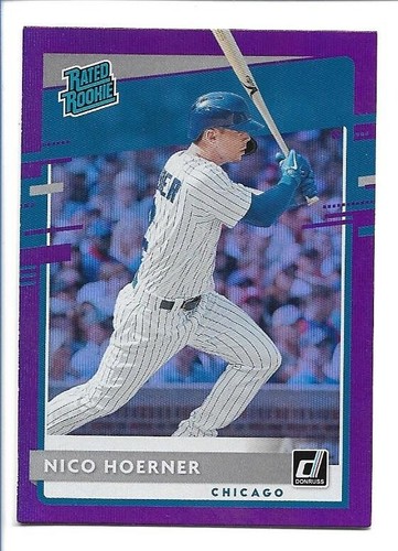 Nico Hoerner 2020 Panini Donruss Purple Foil Rated Rookie #38 Chicago Cubs RC