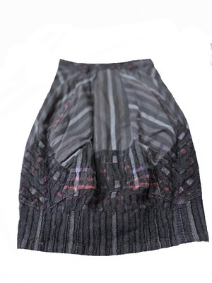 Jupe Girbaud Taille 34 - Style Crayon - Coton Et Laine - Couleur Gris Violet Rouge - Occasion