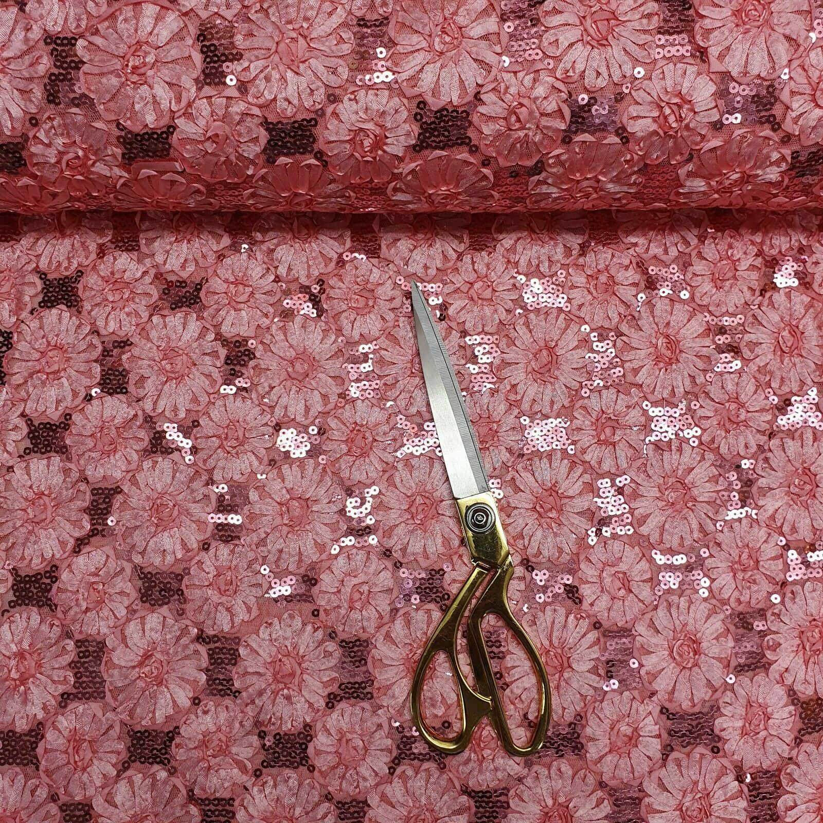 Embroidery Material Dress Net Floral Ribbon Sequin Craft Drape Fabric