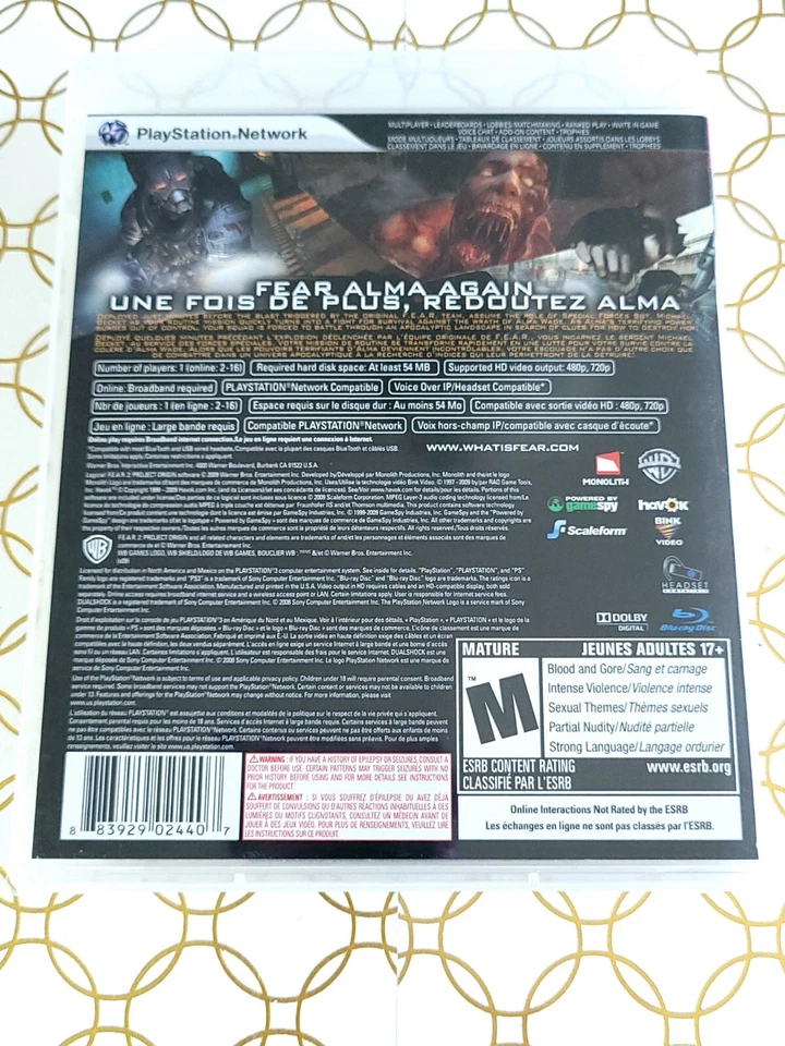 MINT F.E.A.R. 2: Project Origin (Sony PlayStation 3, 2009) CIB - Tested! - Image 3 of 4