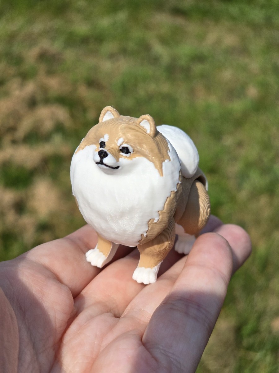3-D Print Pomeranian Dog Miniature Figure with Articulated Legs