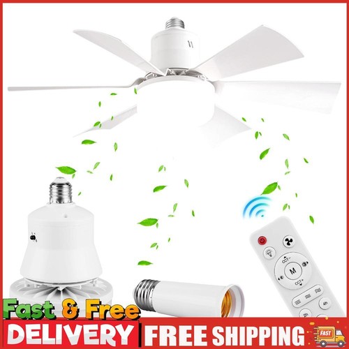 Socket Fan Light with Remote 3 Speeds Dimmable for Bedroom Kitchen Living Room
