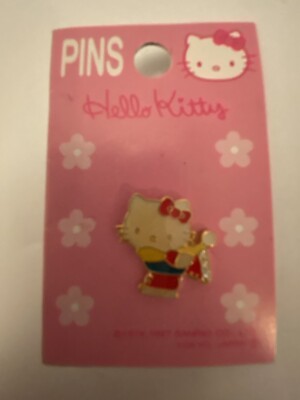 Hello Kitty Sanrio süße Ansteck Emaille Anstecknadel Brosche Druckknopf neu 1997 selten Vintage