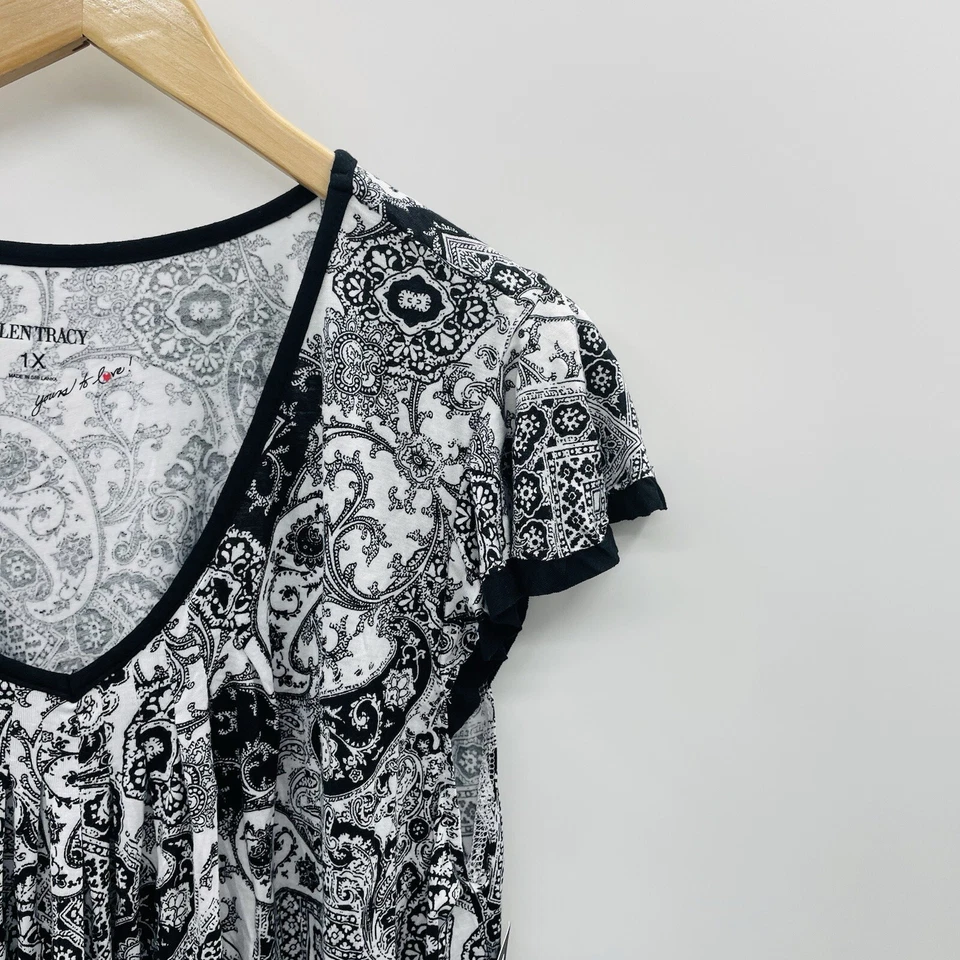 Top de manga corta blanco Ellen Tracy para mujer talla grande 1X Yours to Love cachemir 104 Foto 3 de 4