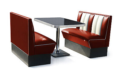 Red Black Seat seating booth bench restaurant furniture bar cafe American diner 