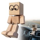 Shaking Wooden Man Figure Car Dashboard Ornament Desktop Decorate Gift Mini