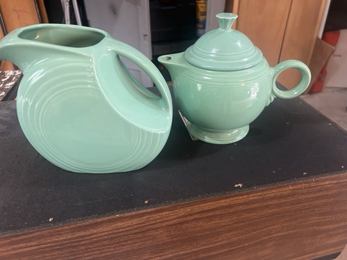 Fiesta Ware Vintage Sea Mist grün Homer Laughlin Teekanne & große Scheibe Kanne