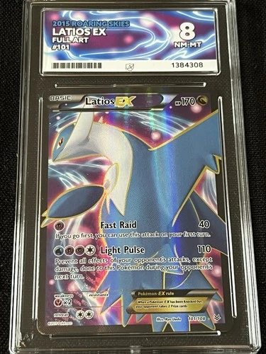 Latios 101/108 Full Art Roaring Skies XY Pokémon Card Ace 8 Grade Near Mint