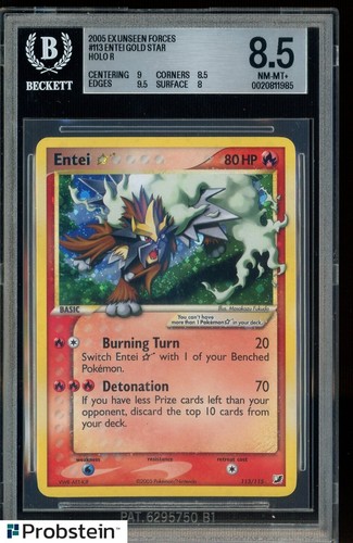 2005 Pokemon Ex Unseen Forces #113 Entei Gold Star Holo R BGS 8.5 NM-MT+