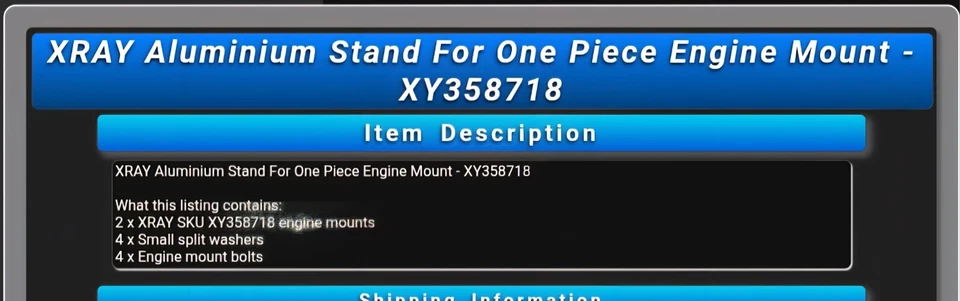 XRAY Aluminium Stand One Piece Engine Mount XB808 NovaRossi RB Max XY358718 - Image 4 of 4