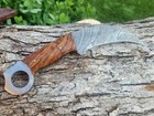 1776 CUTLERY CARBON DAMASCUS WOOD HANDLE  FIXED BLADE HUNTER — photo 3