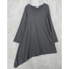 Bryn Walker Blouse Women Medium Tunic Asymmetric Lagenlook Relaxed Boxy Gray