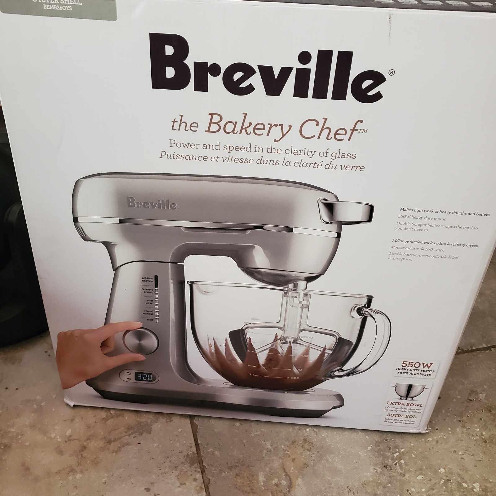 Breville BEM825 Bakery Chef Mixer NEW Open Box Oyster Shell 2 Bowls Full Set