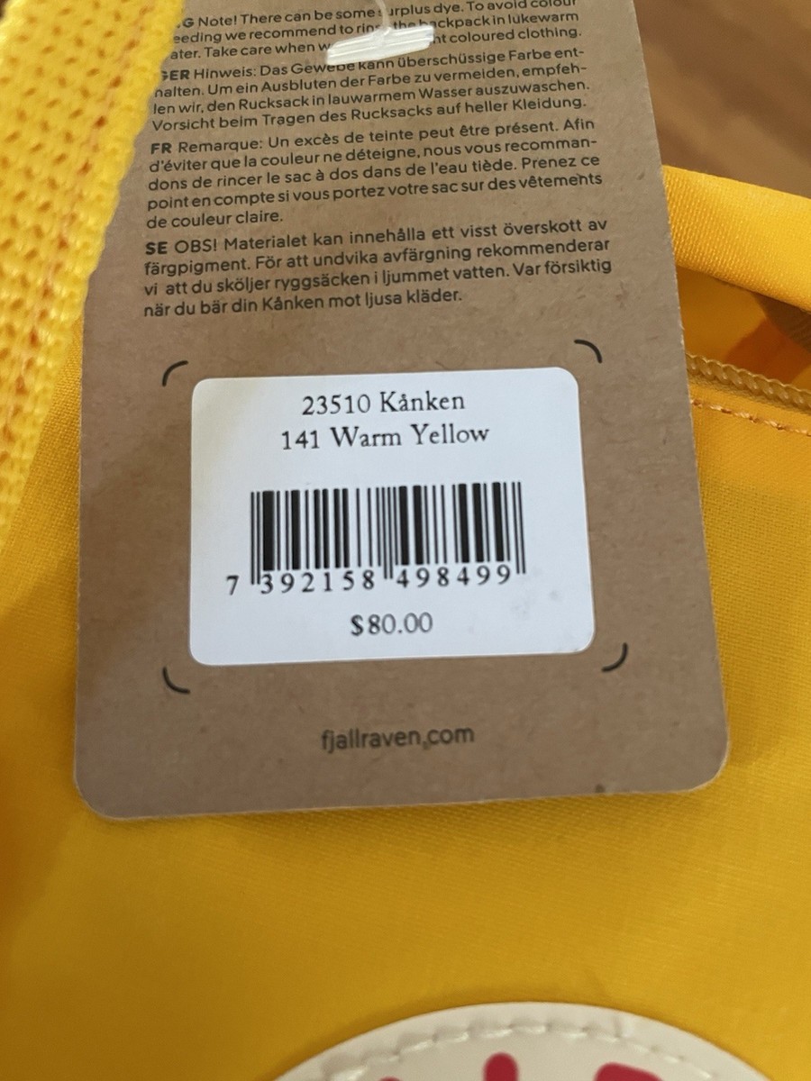 NWT Fjallraven Kanken Original Backpack Warm Yellow 23510  display picture 3