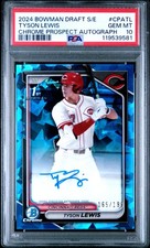 Tyson Lewis 2024 Bowman Draft #CPATL Sapphire Auto #/199 PSA 10