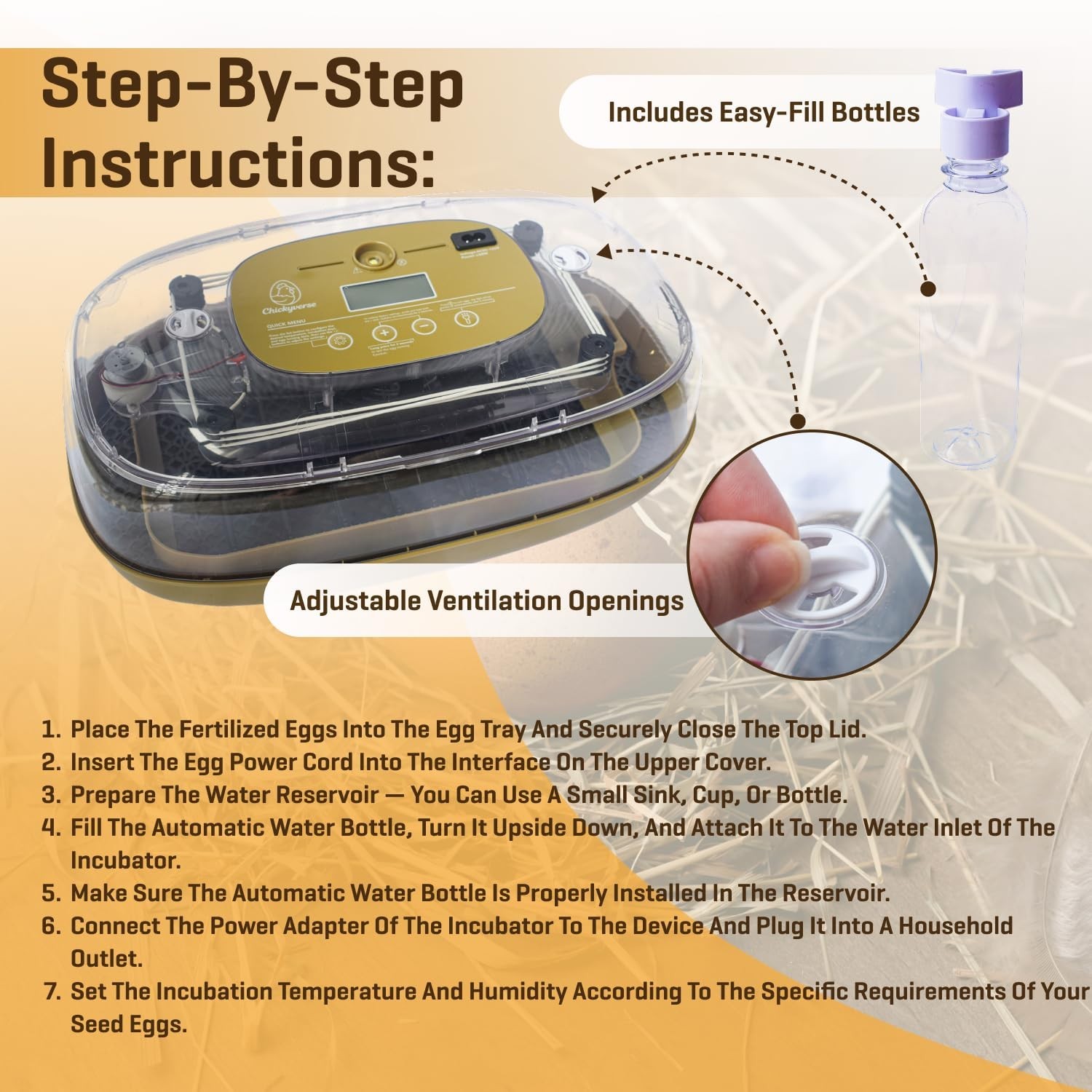EGG INCUBATOR FOR HATCHING - 24-48 EGGS CAPACITY - AUTOMATIC EGG TURNER & TIMER