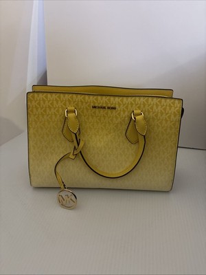 New! Cheap Michael Kors Shelia Medium Ombre Signature Logo Satchel  Daisy Yellow