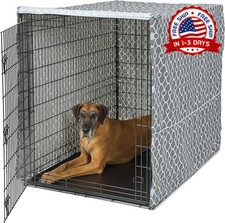 Funda para jaula de perro XXL poliester gris claro lavable reduce ladridos