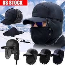Warm Winter Fleece Lined Hat Windproof Ski Cap with Ear Flaps for Cold Weather