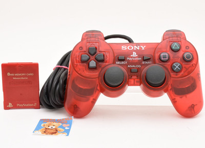 Sony PS2 Analog Controller Dual Shock 2 8MB Memory Card Crimson Red Set Japan JP