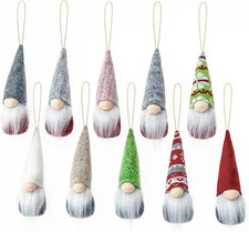 10Pcs New Christmas Tree Hanging Gnomes Ornaments Set of 10, Swedish Handmade Pl