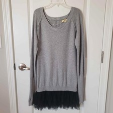 juniors sweater dress sz large gray black tutu ladies