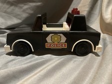 Vintage 1981 Fisher Price Husky Helper Police Car Made In USA Black Car