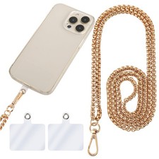 Metal Phone Chain Holder, Universal Cell Crossbody Neck Lanyard Gold