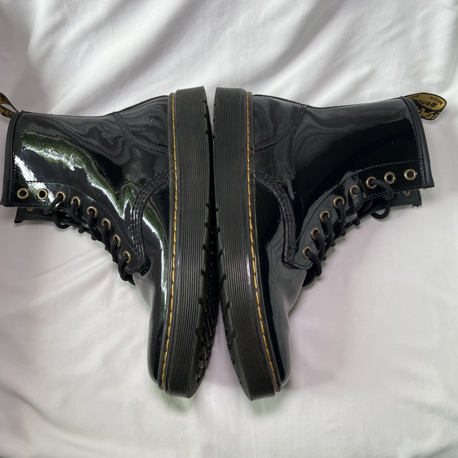 Dr Doc Martens Zavala 7 Men 6 Black Air Wair Smooth Leather Combat Boots Patent thumbnail 10