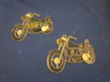2 VTG Stained Glass Sun Catcher Ornament Window Hanging Motorcycle Resin/Metal